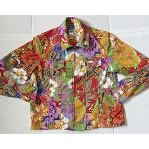 COLDWATER‎ CREEK - Women's Bright Floral Full Zip Jacket - Size 1X